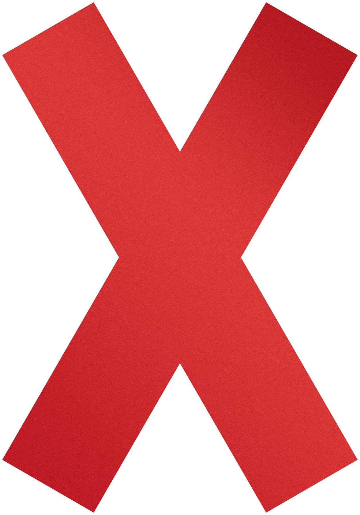 Durable Adhesive Safety X Cross Sign Removable Floor Stickers | 5 Pack | Red
