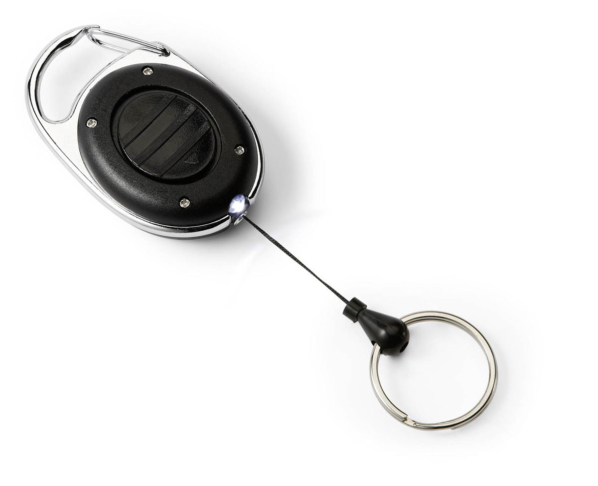 Durable LED Secure Retractable Clip Badge Reel for ID and Keys | Black