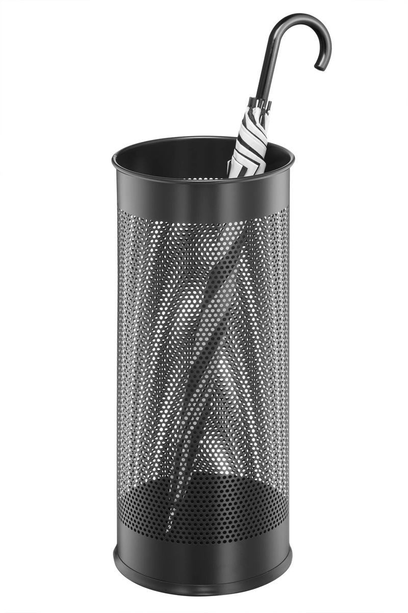 Durable Modern Perforated Steel Umbrella Stand | 29 Litre Black