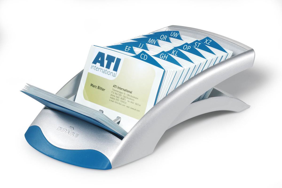 Durable VISIFIX 200 Card Business Card Holder | Pockets & A-Z Index | Silver
