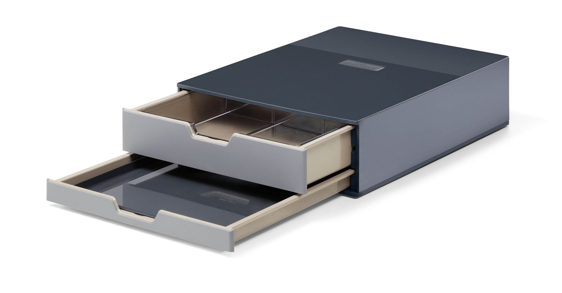 Durable COFFEE POINT 2 Drawer Organiser Storage Box for Tea Bags & Pods | Grey