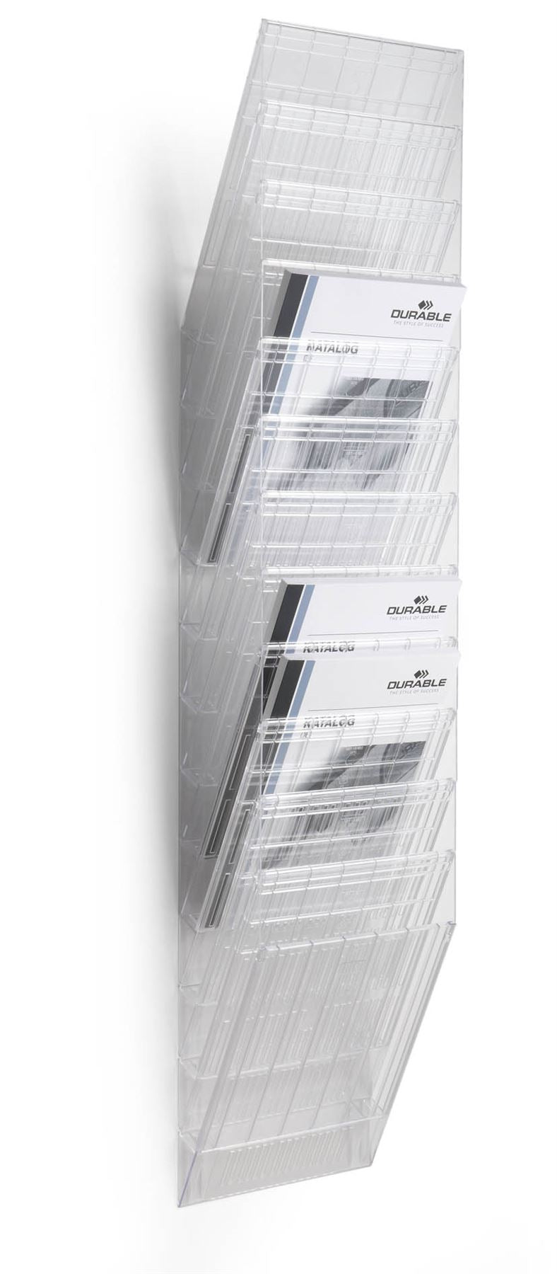 Durable FLEXIBOXX 12 Wall Mounted Literature Tray | A4 Portrait Holder | Clear