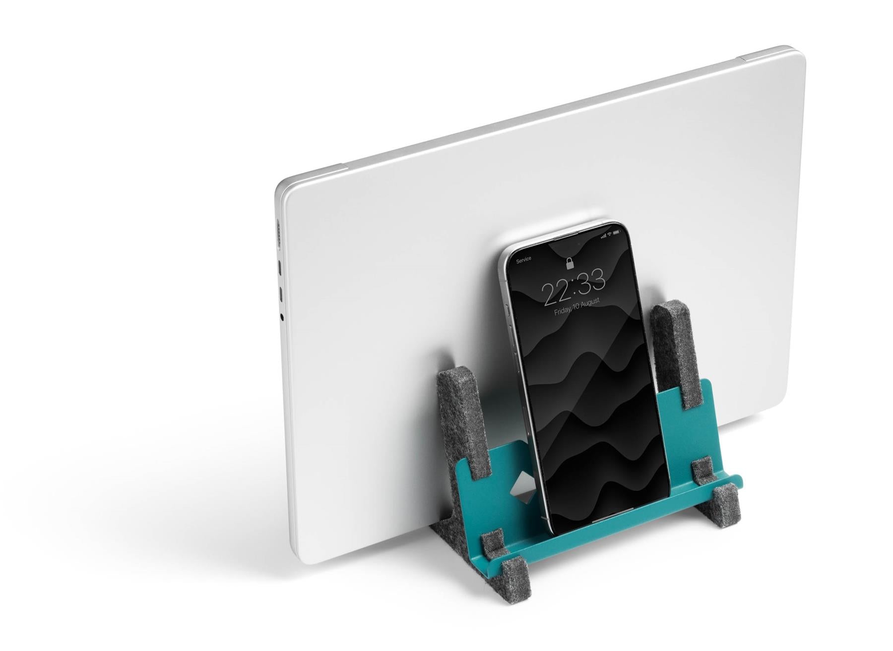 Durable Recycled Felt Vertical Laptop Stand Dock | 3-in-1 Holder | Teal