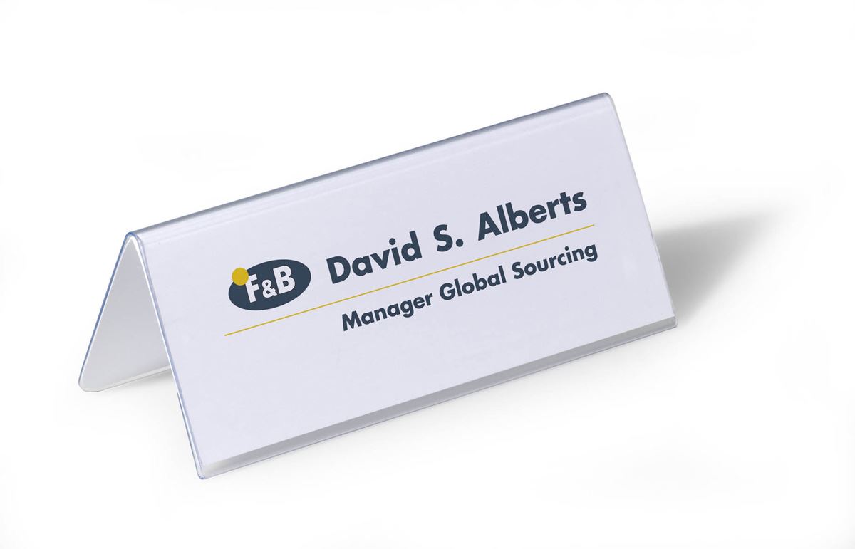 Durable Clear Plastic Table Place Name Holders and Inserts | 25 Pack | 61x150mm