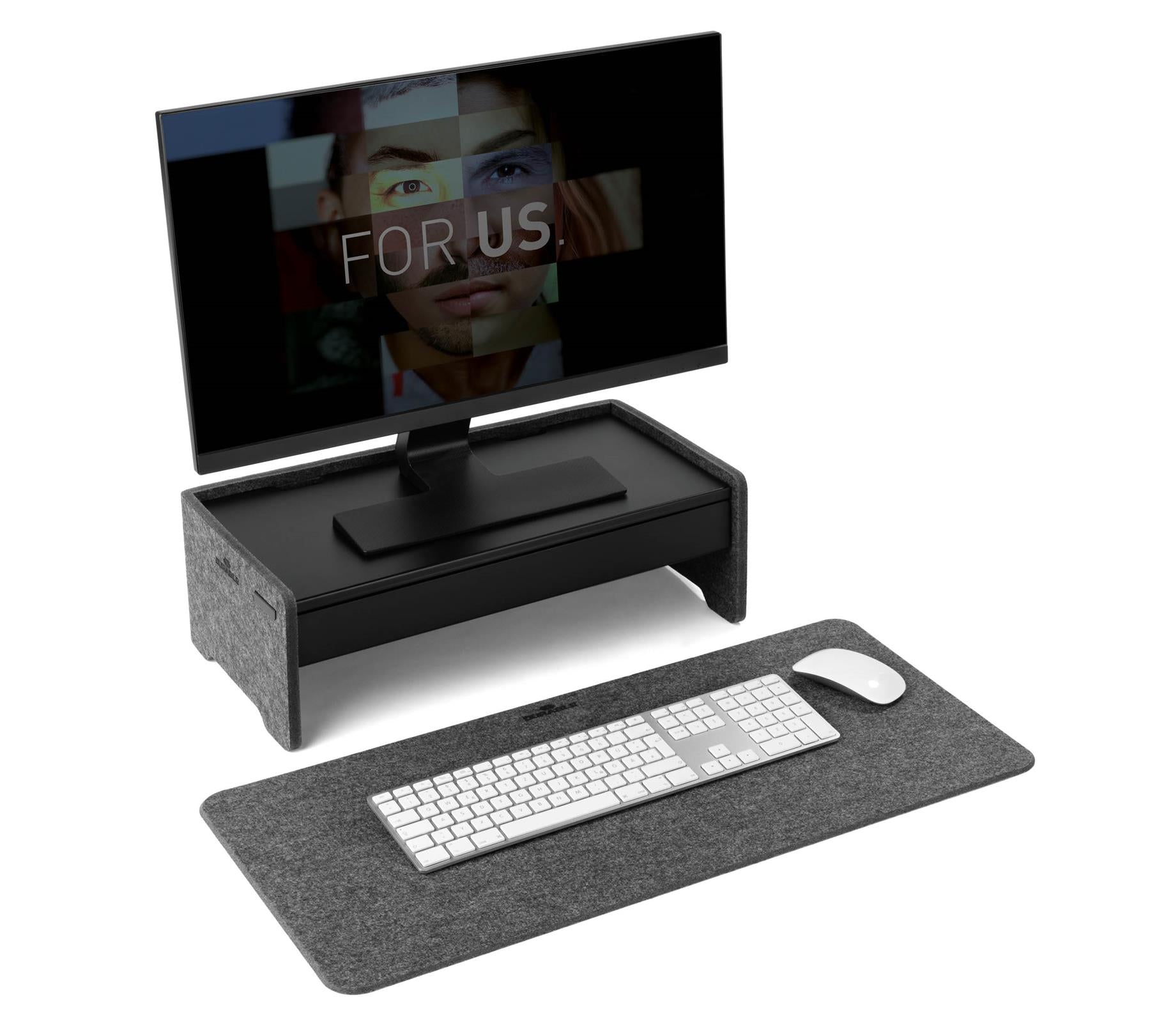 Durable Premium Felt Monitor Riser Laptop Stand | Height-Adjustable Shelf | Teal