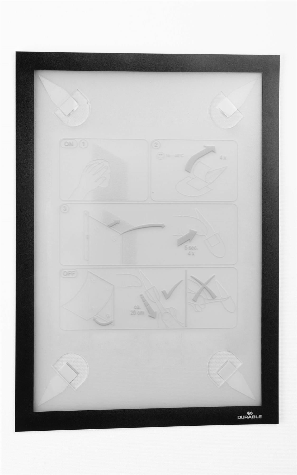 Durable DURAFRAME Wallpaper Self Adhesive Magnetic Signage Frame | A4 Black
