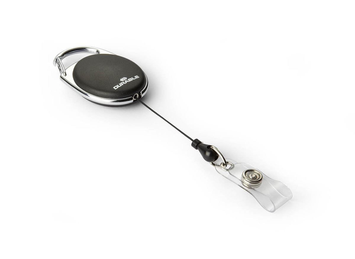 Durable STYLE Secure Retractable Clip Badge Reel for ID & Keys | 10 Pack | Black