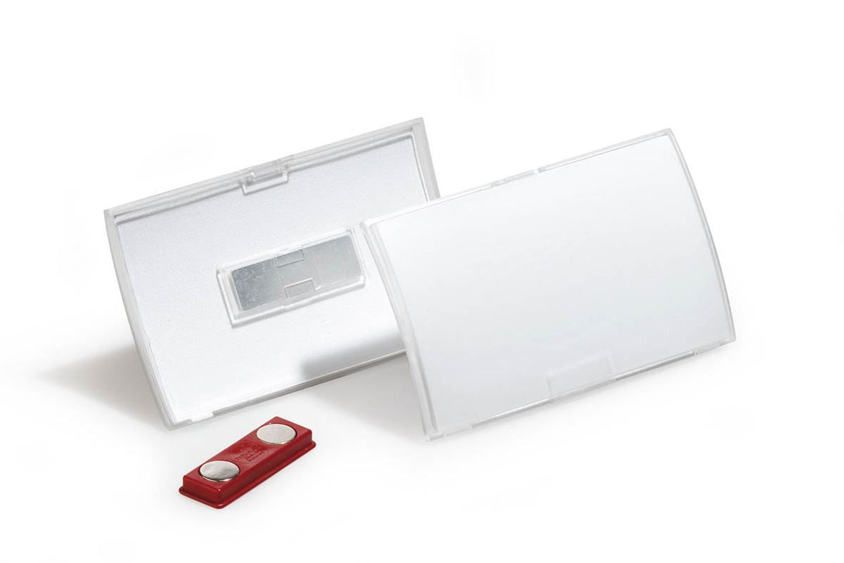 Durable CLICK FOLD Magnet Name Tag Badge Holders + Inserts | 25 Pack | 40 x 75mm