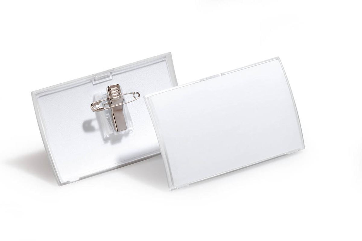 Durable CLICK FOLD Convex Clip & Pin Name Tag Badge Holder | 25 Pack | 54 x 90mm