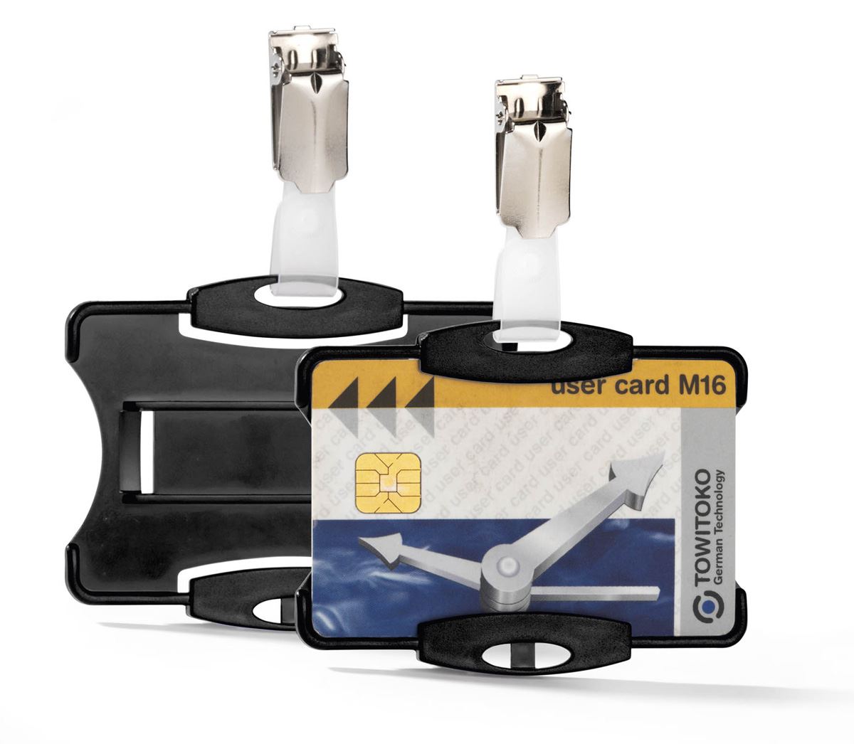 Durable Security Pass Plastic ID Badge Card Holder with Clip | Black