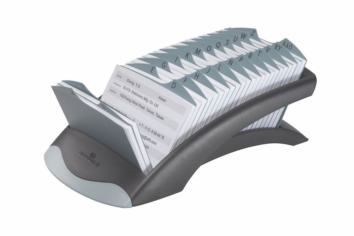 Durable TELINDEX Desktop Address Card Holder | 500 Cards & A-Z Index | Black