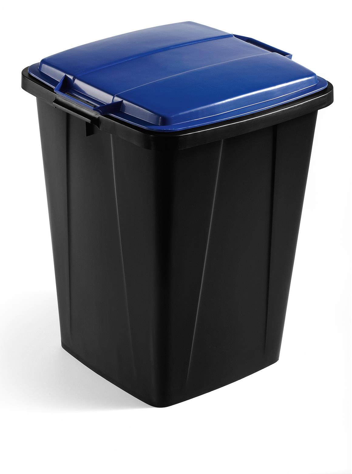 Durable DURABIN ECO Strong Square Black Recycling Bin + Blue Lid | 90L