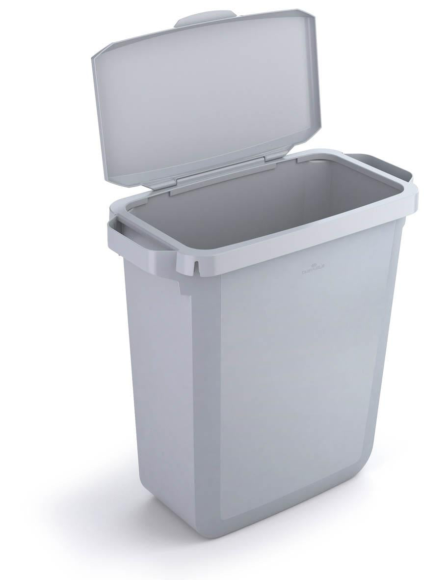 Durable DURABIN Grey Recycling Bin with Grey Hinged Lid + Black Duraframe | 60L