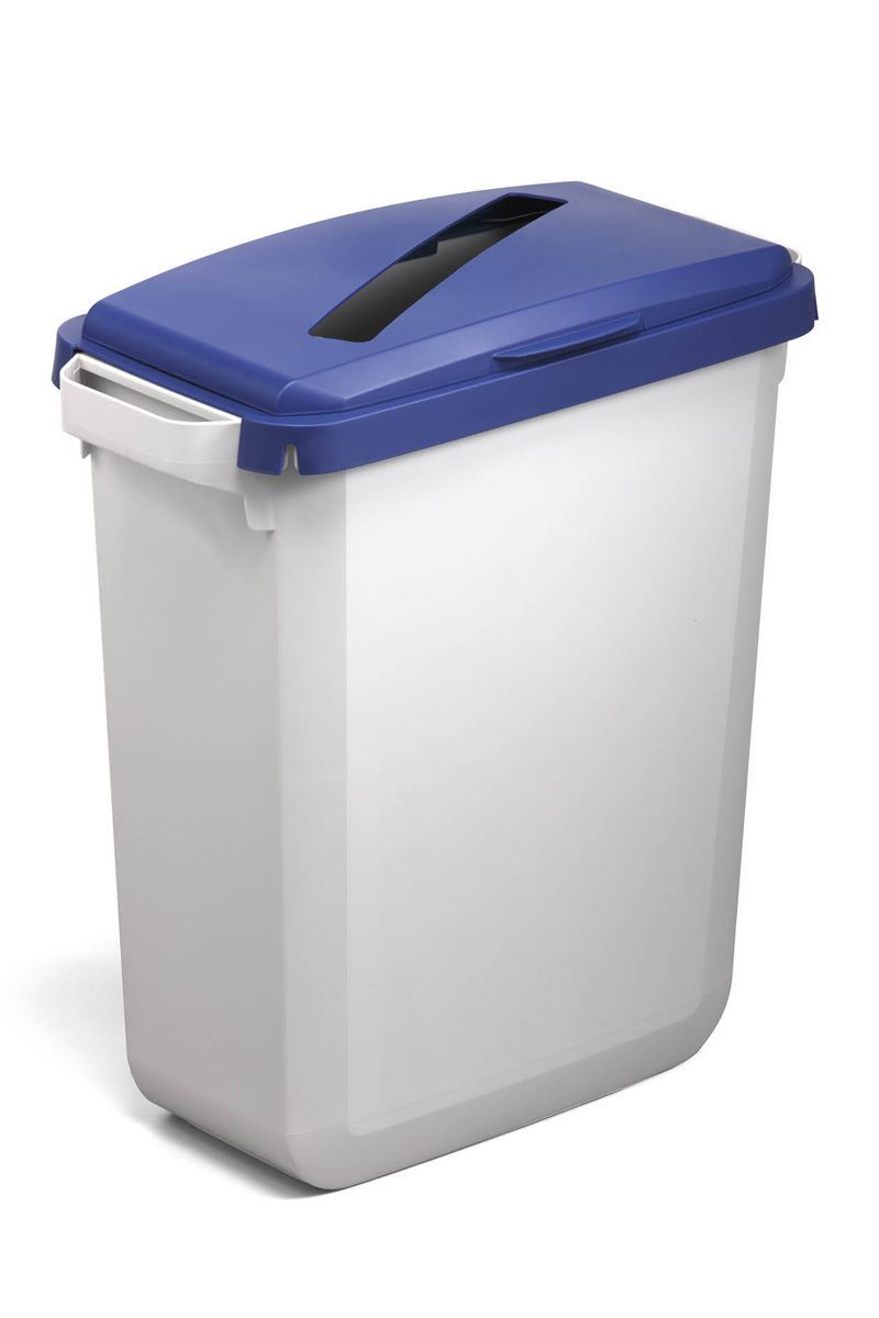 Durable 60L Hinged Bin Lid Blue | Slot Cut-Out for Easy Recycling | DURABIN
