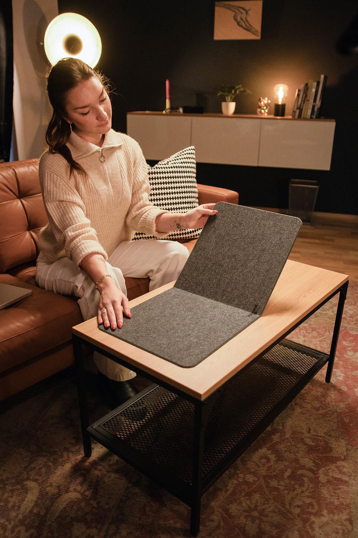 Durable Premium Soft Felt Desk Mat | with Fold Out Phone Holder | 70 x 33 cm