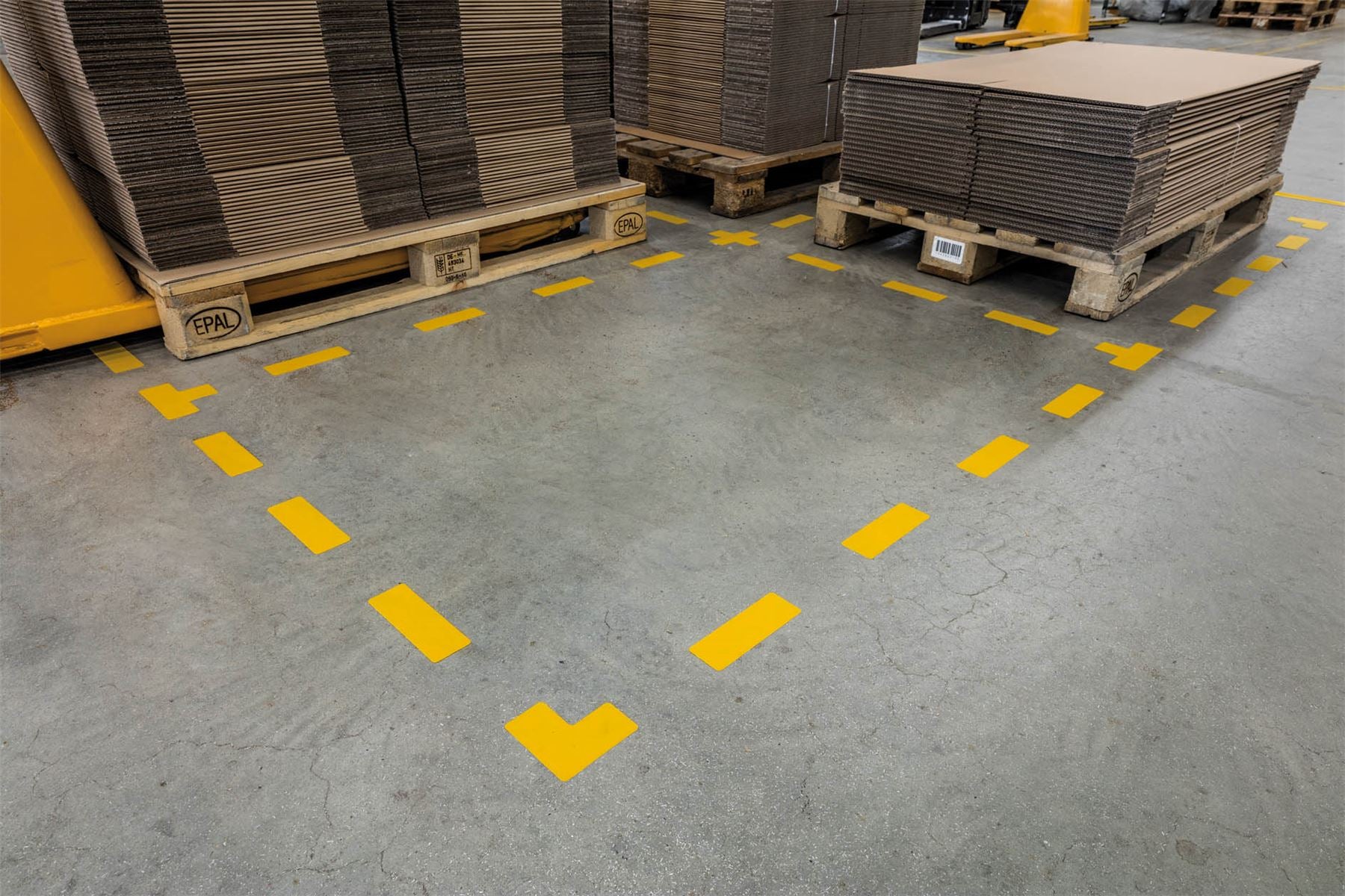 Durable Heavy Duty Adhesive Floor Marking Cross Shape | 10 Pack | Yellow