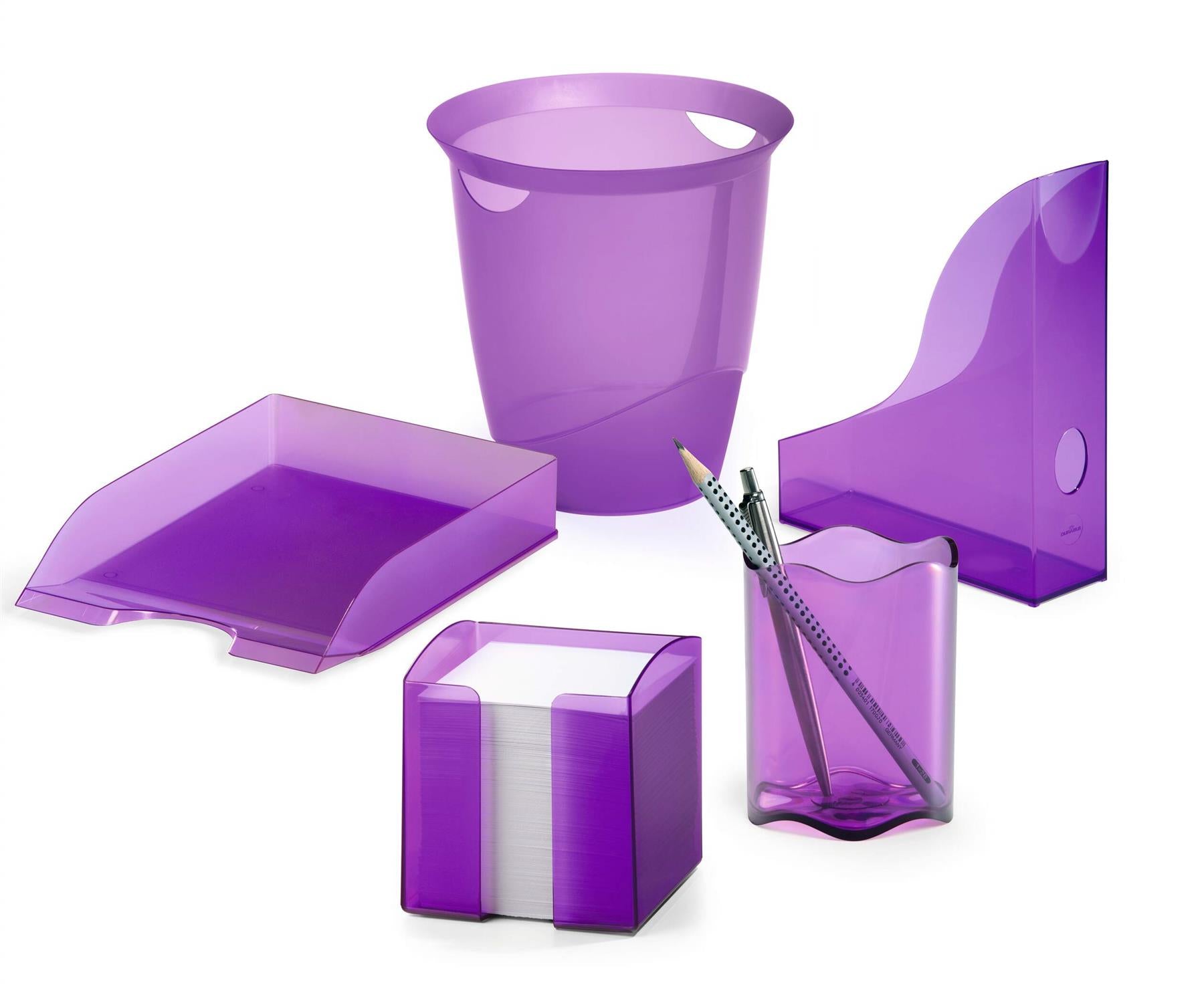 Durable Translucent Stackable Letter Tray Document Paper File | A4+ Clear Purple