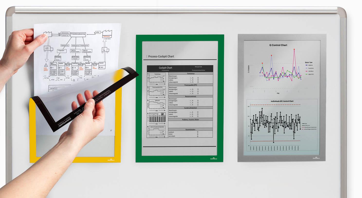 Durable DURAFRAME Magnetic Document Signage Frame for Metal | 5 Pack | A4 Yellow