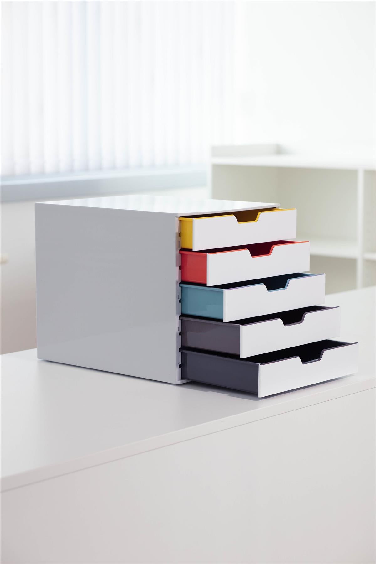 Durable VARICOLOR Desktop Organiser 5 Drawer Colour Coded Modular Storage | A4+