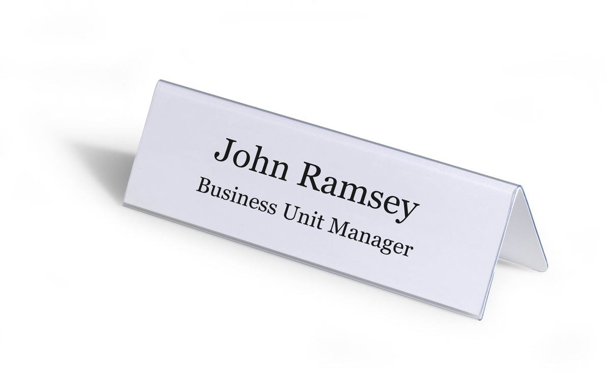 Durable Clear Plastic Table Place Name Holders and Inserts | 25 Pack | 61x210mm