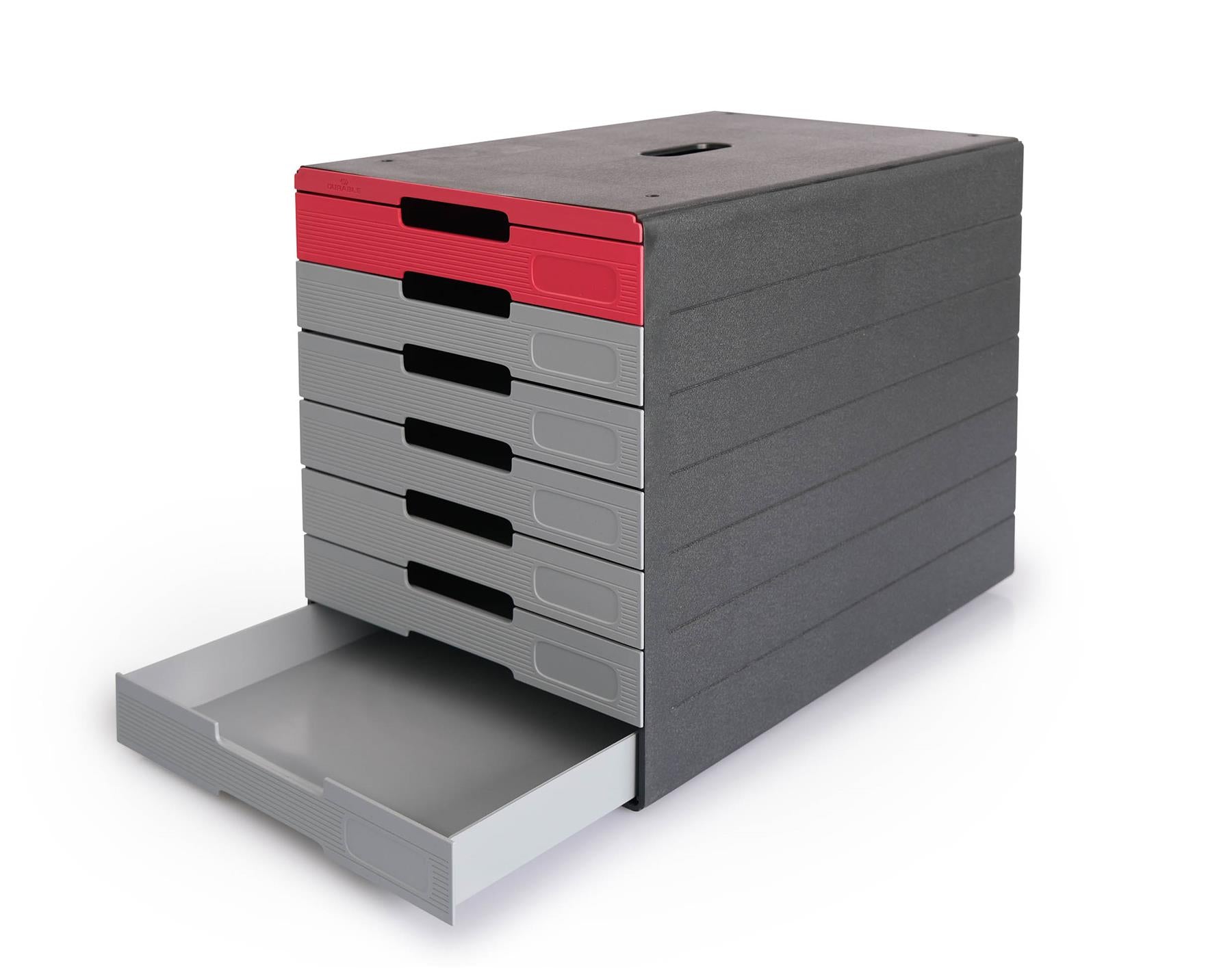 Durable IDEALBOX ECO 7 Drawer Recycled Plastic File Storage Organiser | Red