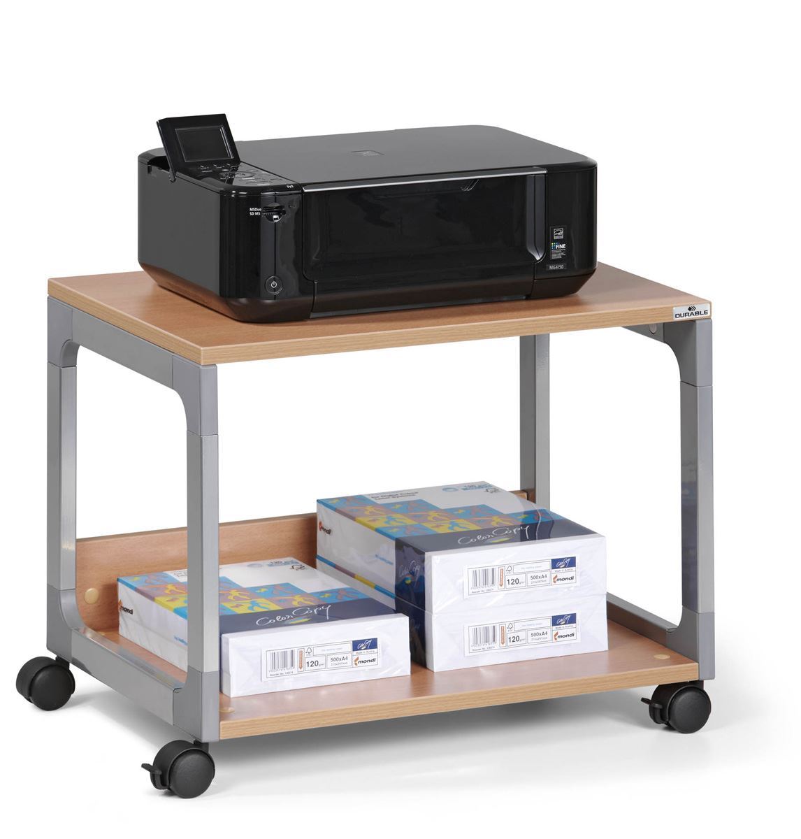 Durable Multi Function Office Trolley 48 | Includes 2 Strong Shelves | Beech