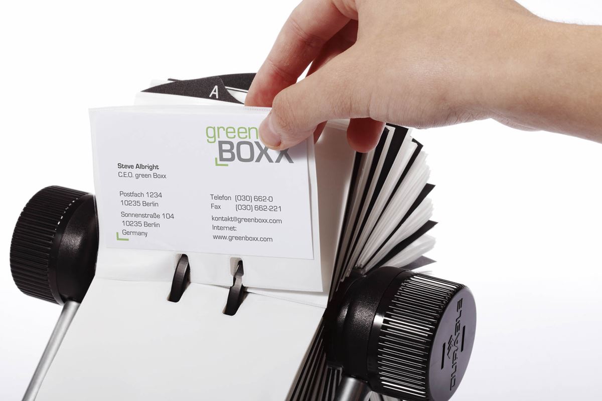 Durable VISIFIX 400 Card Rotary Business Card Holder File | A-Z Index | Silver