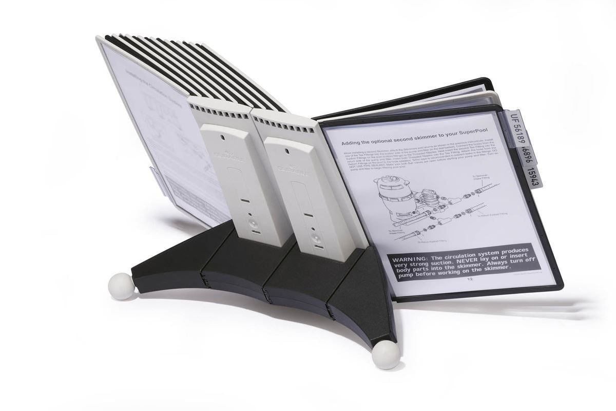 Durable SHERPA TABLE 20 Desk Display Panel Stand | 20 Panels | A4 Black & Grey