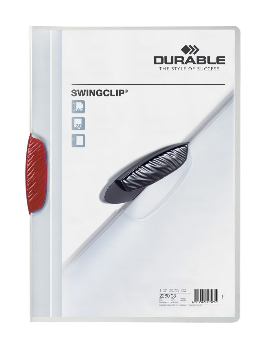 Durable SWINGCLIP 30 Document Swing Clip File Folder | 25 Pack | A4 Red