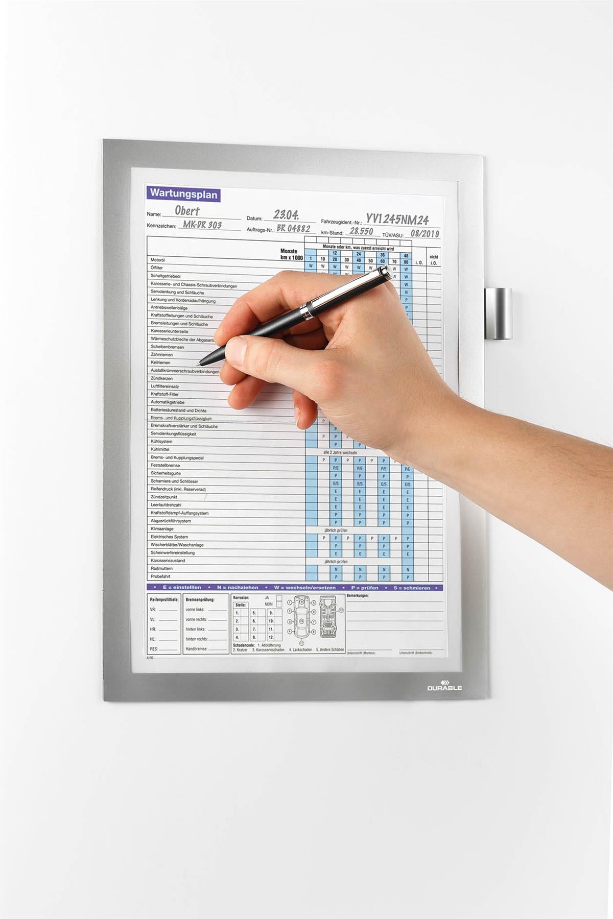 Durable DURAFRAME NOTE Magnetic Document Frame for Metal | A4 Silver