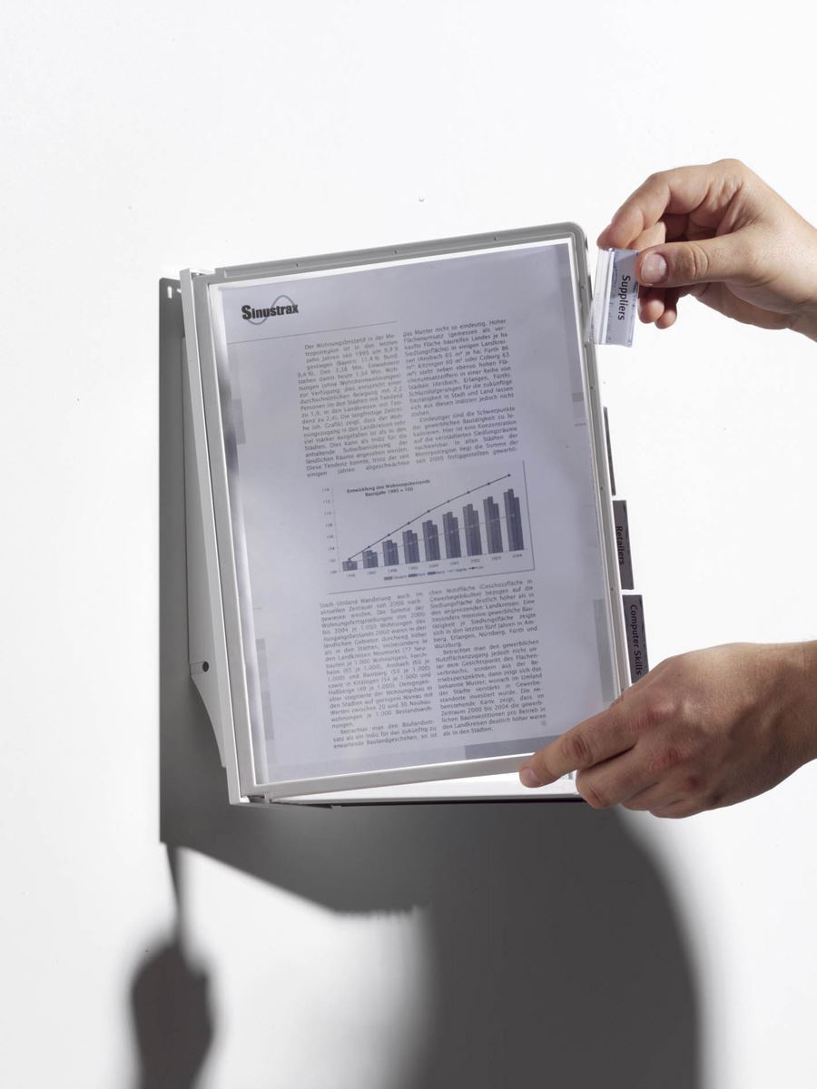 Durable SHERPA WALL 10 Display Panel Document Split Flap Index | A4 Black & Grey