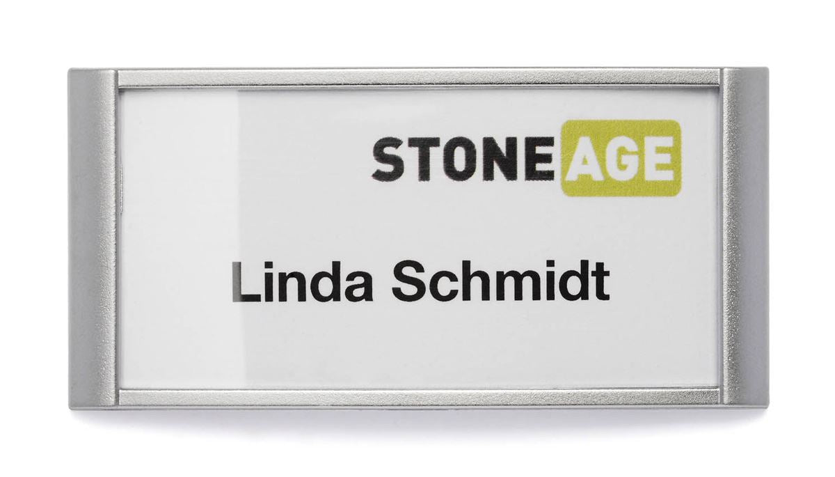 Durable Classic Clip & Pin Name Tag Badge Holders + Inserts | 10 Pack | 30x65mm