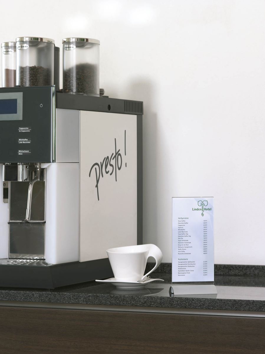 Durable Acrylic Metal Table Display Stand Menu & Sign Holder | 1/3 A4 | Clear