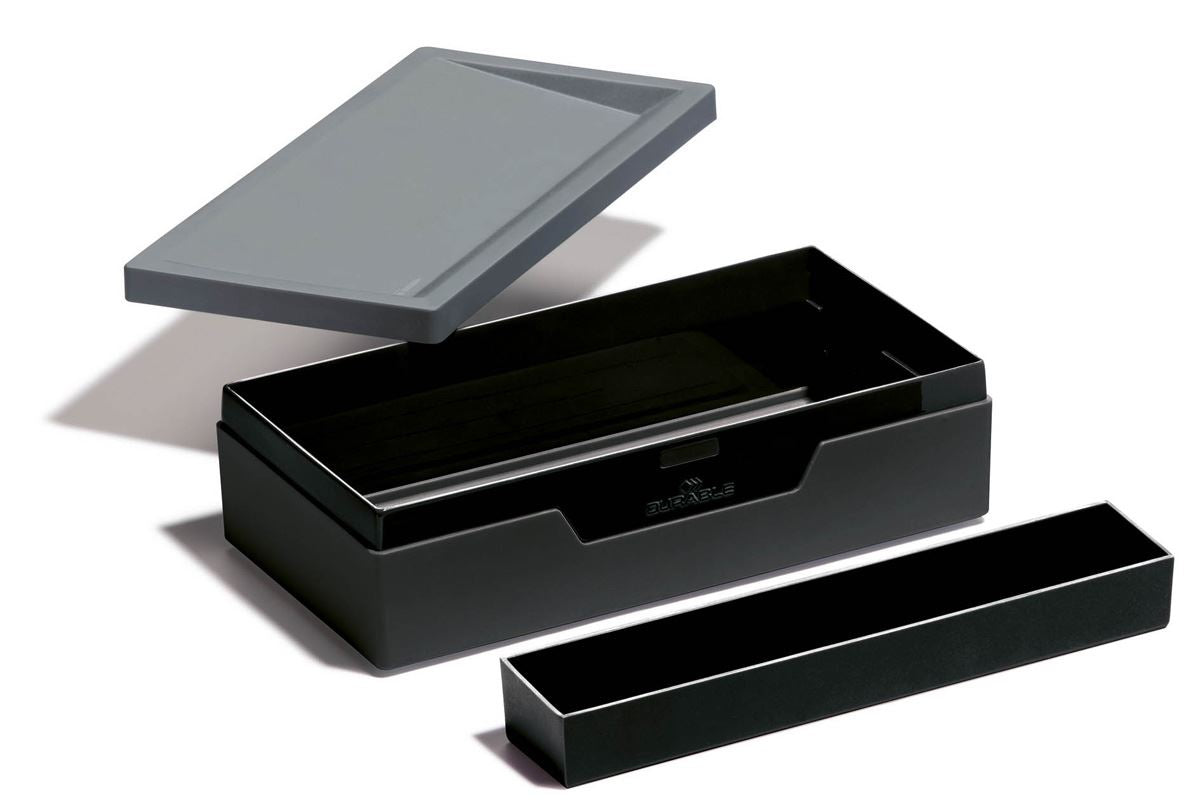 Durable VARICOLOR Stationery Organiser Case Pen Pencil Desk Storage Box | Grey