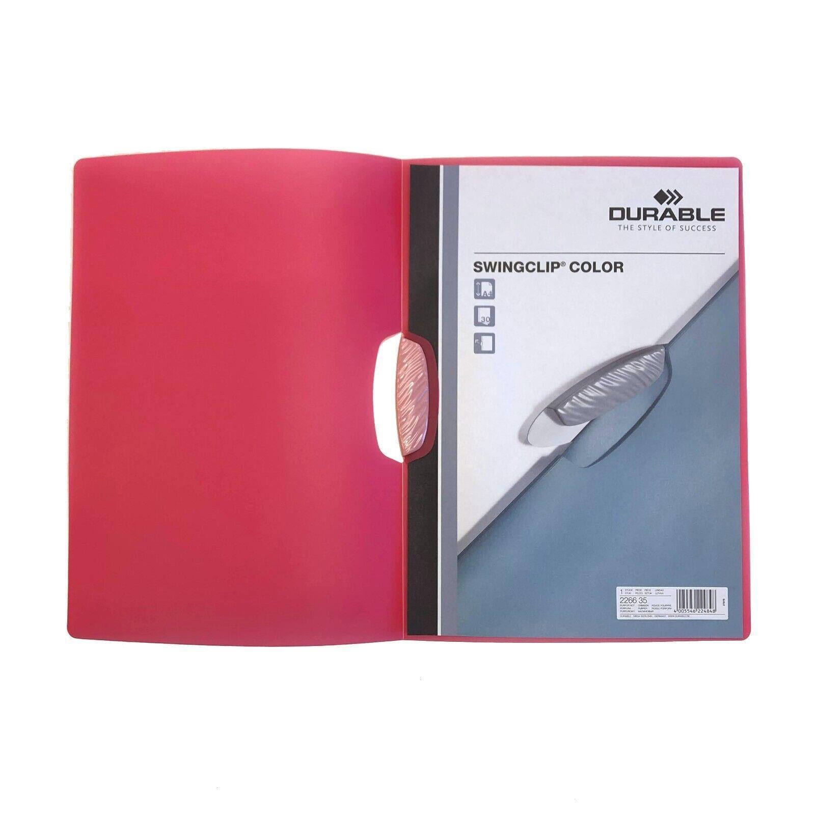 Durable SWINGCLIP 30 Document Swing Clip File Folder | 5 Pack | A4 Crimson