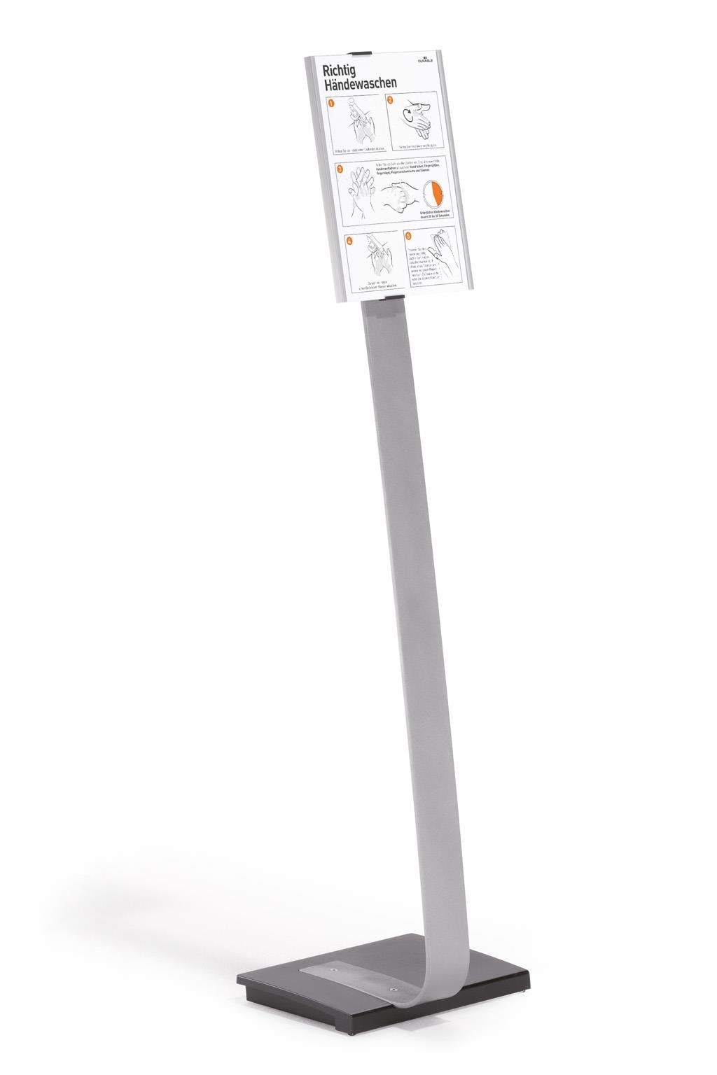 Durable INFO SIGN Aluminium Display Panel Info Floor Stand A4 | 1.18m | Silver