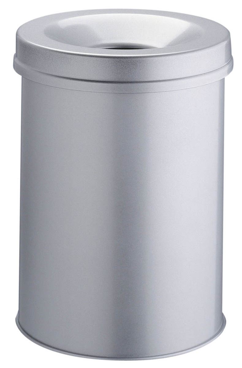 Durable Fire Extinguishing Metal Waste Bin | TUV Certified | 30L | Grey