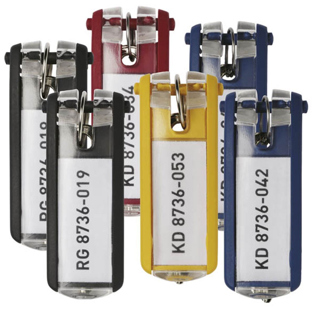 Durable Key Clips Organisational Label Hooks | 6 Pack | Assorted