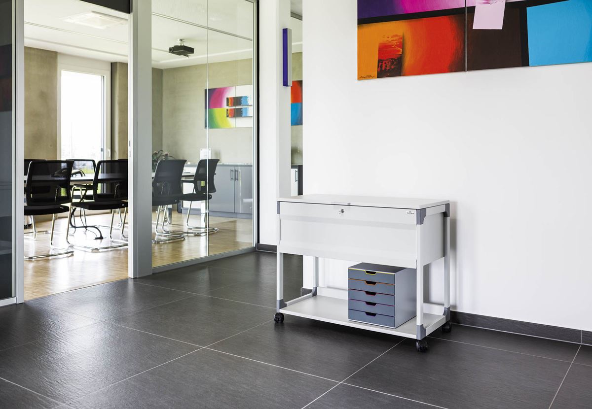 Durable Locking Lid Suspension File Trolley | for 100 A4 Folders | Grey