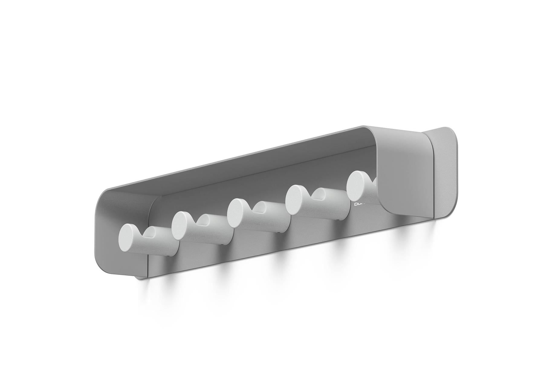 Durable DURASTORE Aluminium Wall Mounted Coat Rack 5 Hooks with Shelf | Grey