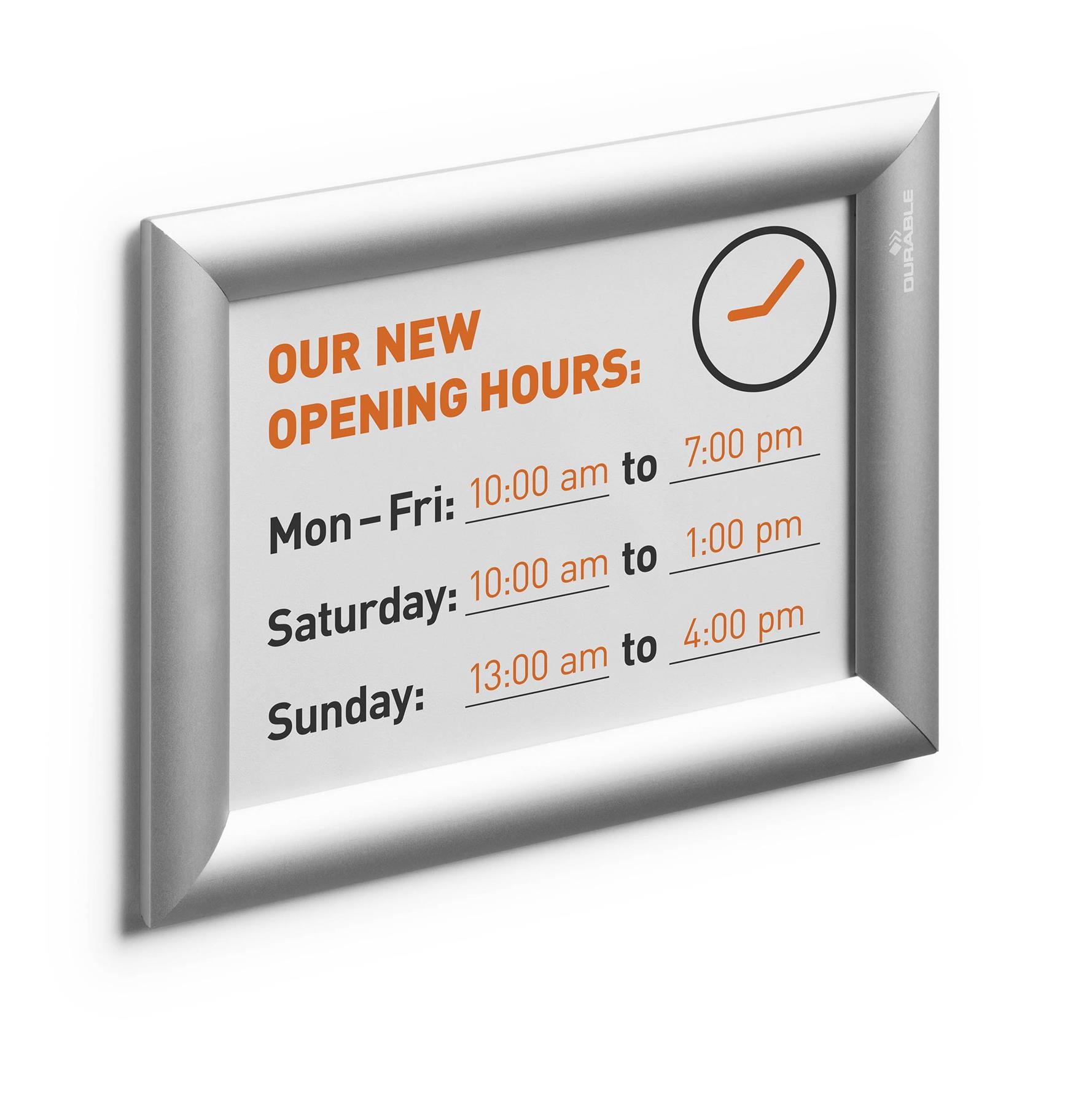 Durable Aluminium Snap Frame Retail Clip Poster Holder Notice Board | A5 Silver