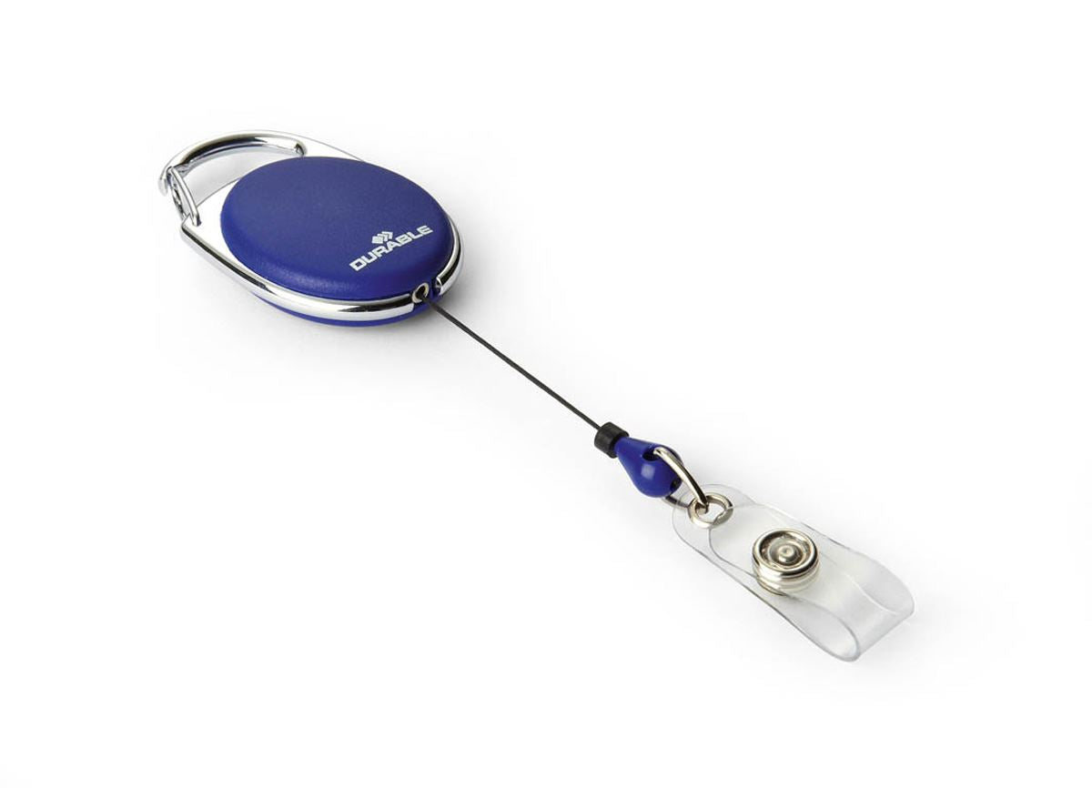 Durable STYLE Secure Retractable Clip Badge Reel for ID & Keys | 10 Pack | Blue