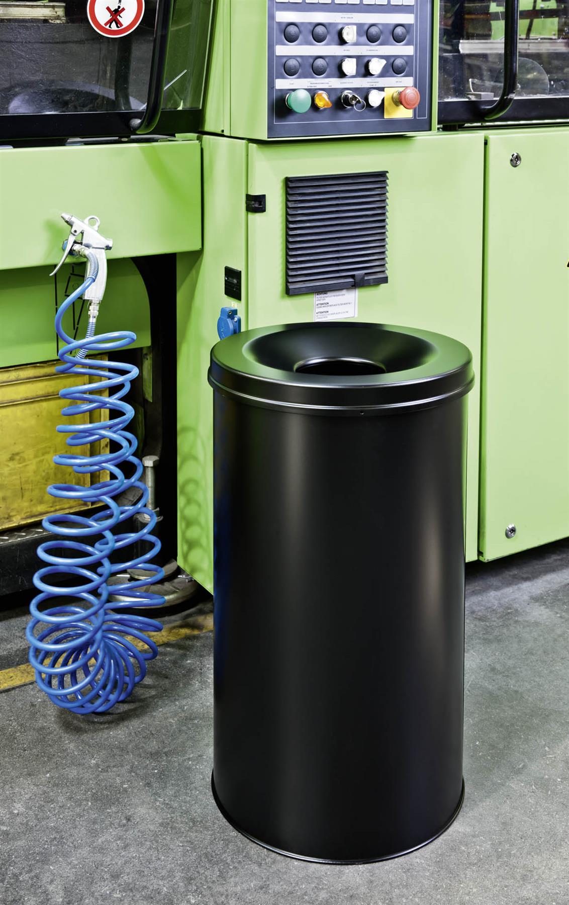 Durable Fire Extinguishing Metal Waste Bin | TUV Certified | 60L | Grey