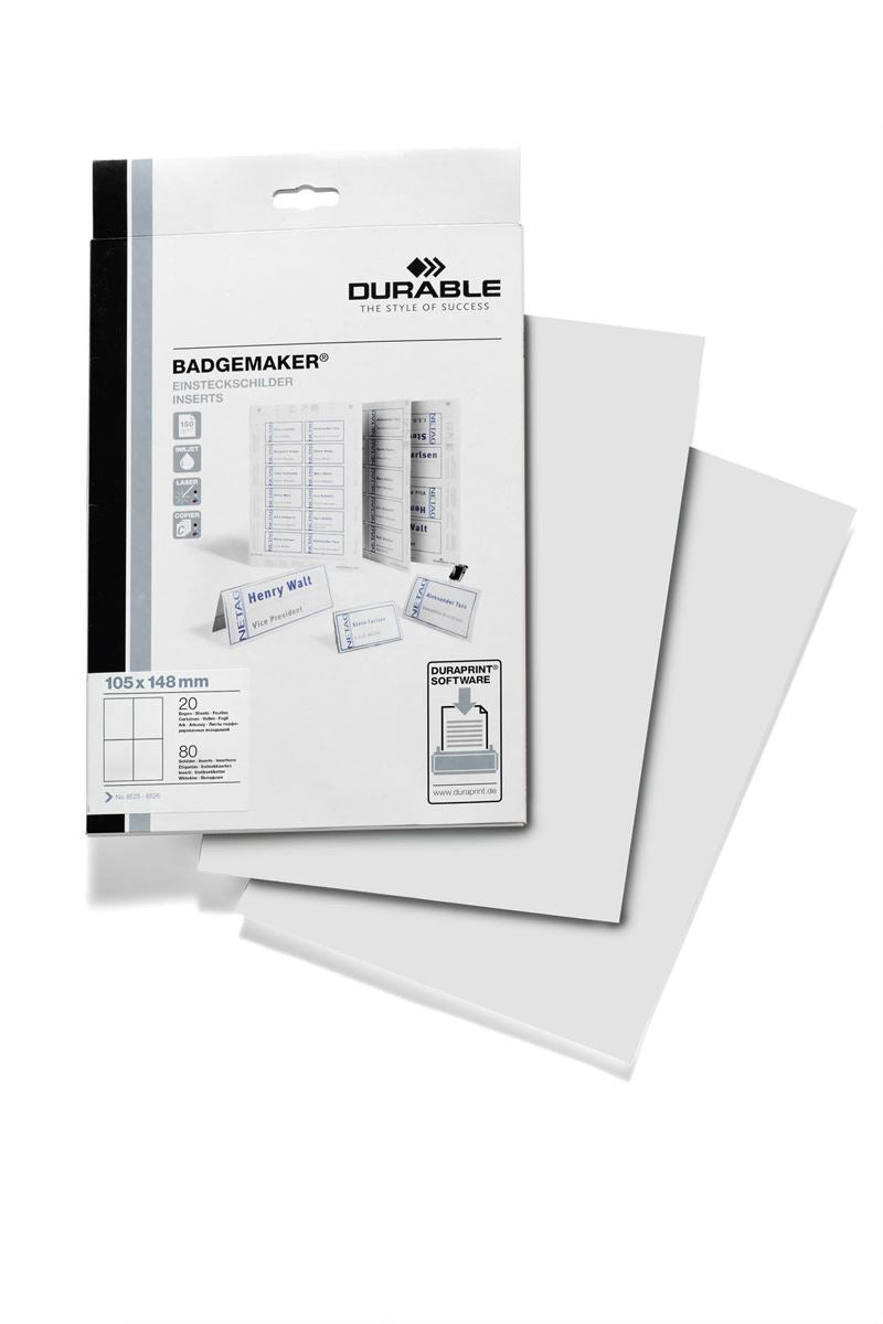 Durable BADGEMAKER Printable Name Tag Badge Refill Inserts | 80 Cards | A6