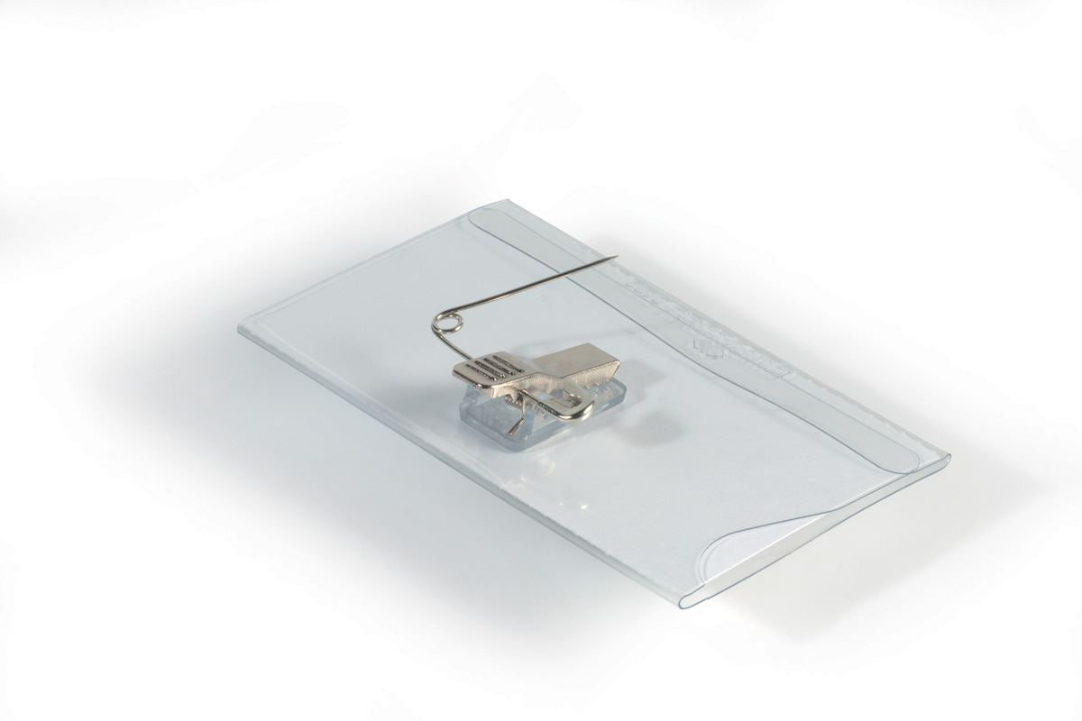 Durable COMBI CLIP Clip & Pin Name Badge Holders + Inserts | 50 Pack | 54 x 90mm