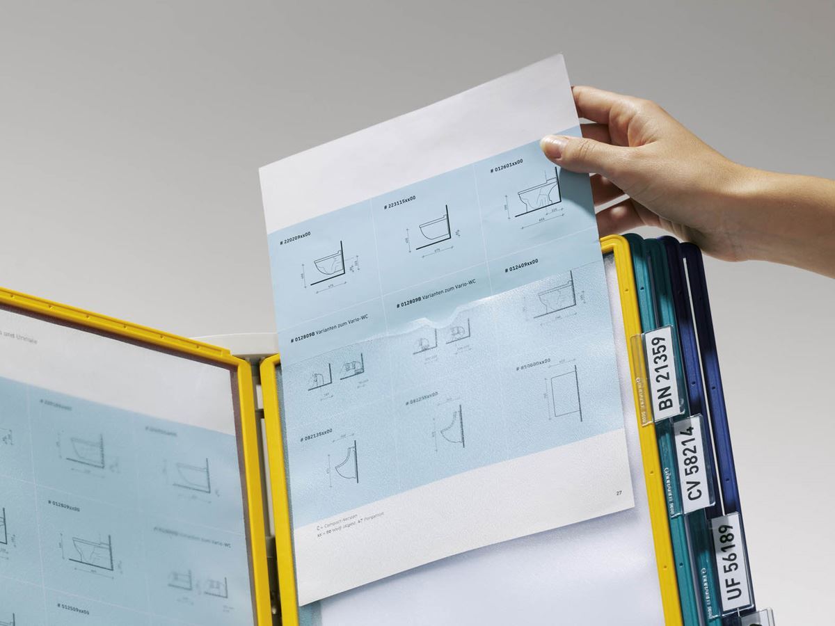 Durable VARIO PRO 10 Display Panel Desk Stand | 10 Panels | A4 Colour Coded