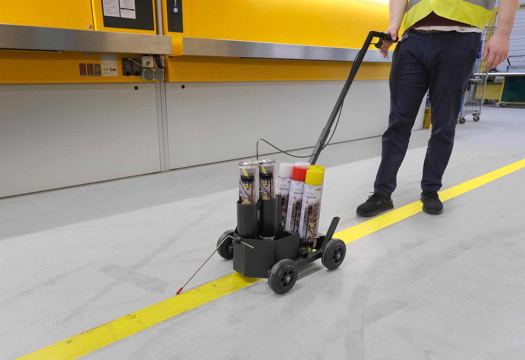 Durable DURALINE EasyTrack Floor Marking Trolley | Adjustable Spray Paint Tool