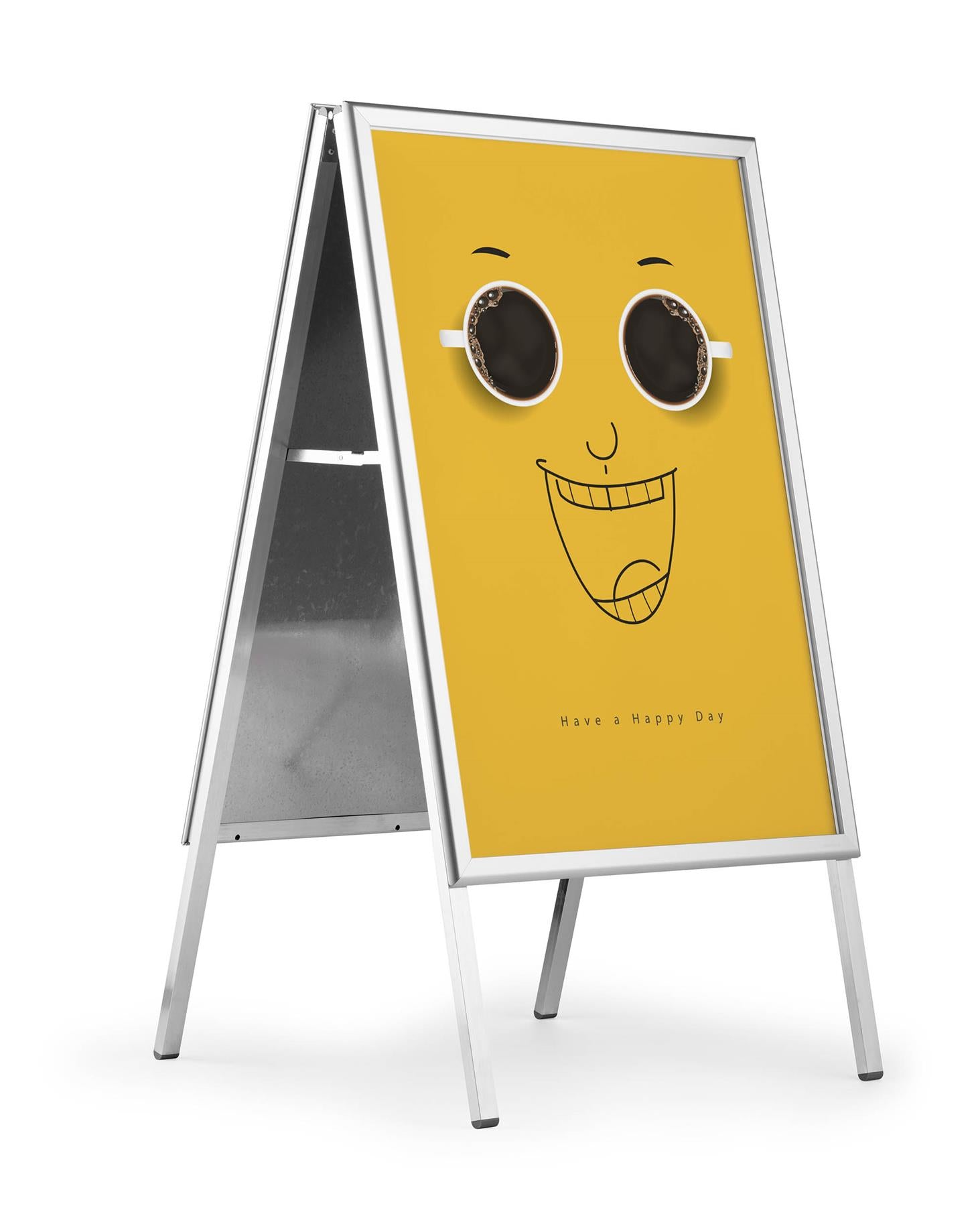 Durable A Board Foldable Pavement Sign Double Sided Snap Frame Stand | A1 Silver