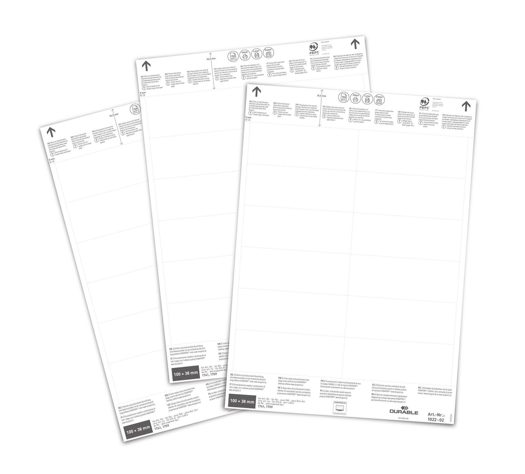 Durable Printable Insert Sheets for Ticket Holders | 240 Labels | 100 x 38 mm
