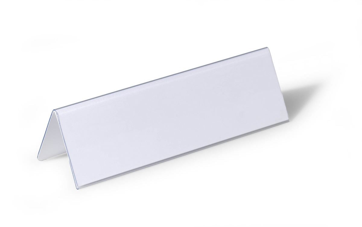 Durable Clear Plastic Table Place Name Holders and Inserts | 25 Pack | 61x210mm